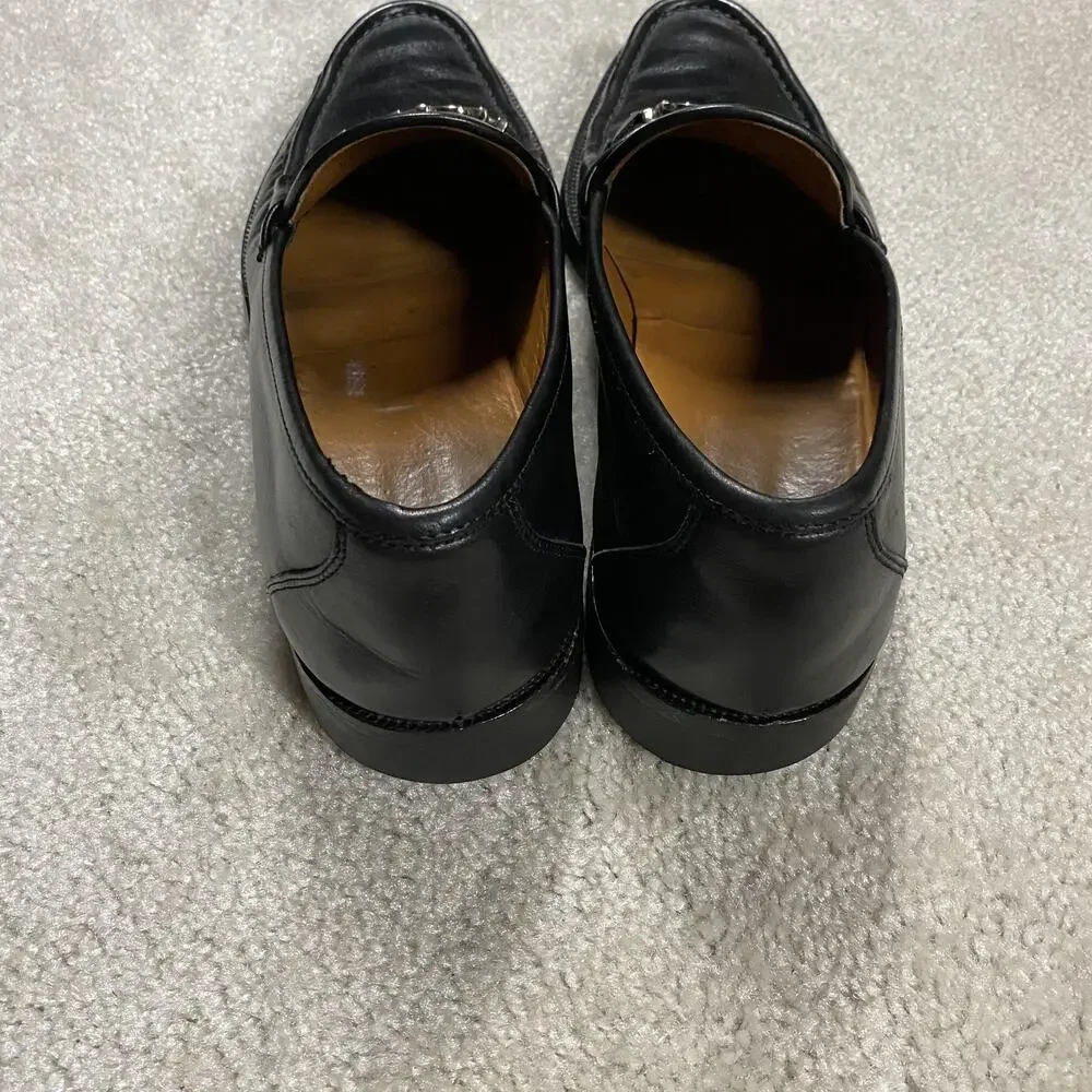 Salvatore Ferragamo Shoes Mens 11.5B Black Leather Gancini Loafers Lug Sole
